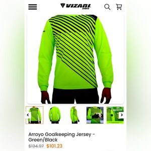 Kawasaki green Goalie shirt by Vizari in good condition. Adult XL